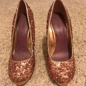 Madden Girl Trebel Rose Gold Sequin Pump Heels